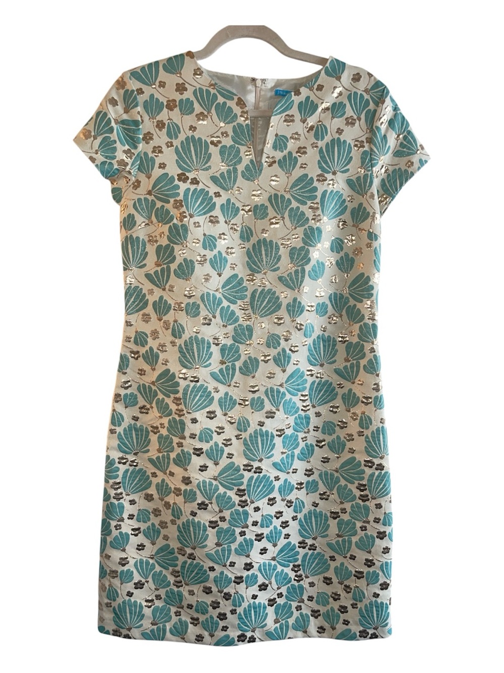 J. McLaughlin Ariana Cream Mini Dress with Teal Floral Shell Print NWT